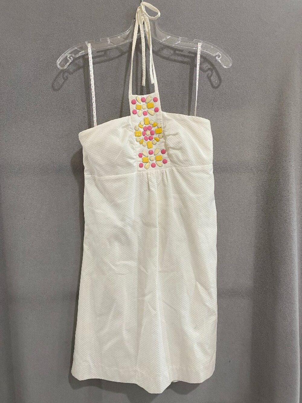 Lilly Pulitzer White Halter Dress Size 6 Embellished Beaded Neckline Cotton - Picture 1 of 9
